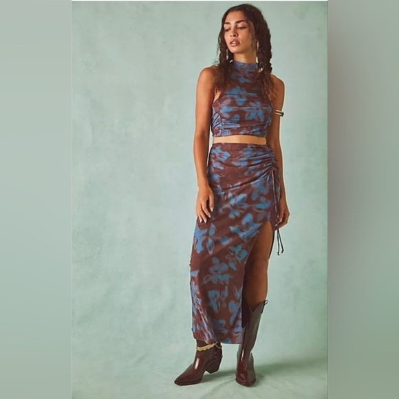 Free People Made For You Mesh Set in brown blue Size large NWOT MSRP $168 FP156 - Picture 5 of 8